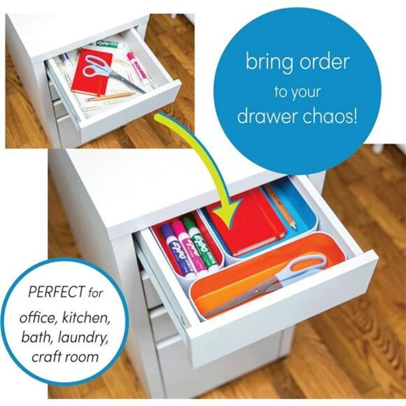 Three by Three Seattle 3 Piece Shallow Metal Organizer Tray Set for Storing - Picture 6 of 7